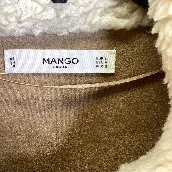 Mango Faux Shearling Fur Inside Suede Style Lined Teddy Coat Ecru Cream Medium - Picture 10 of 14